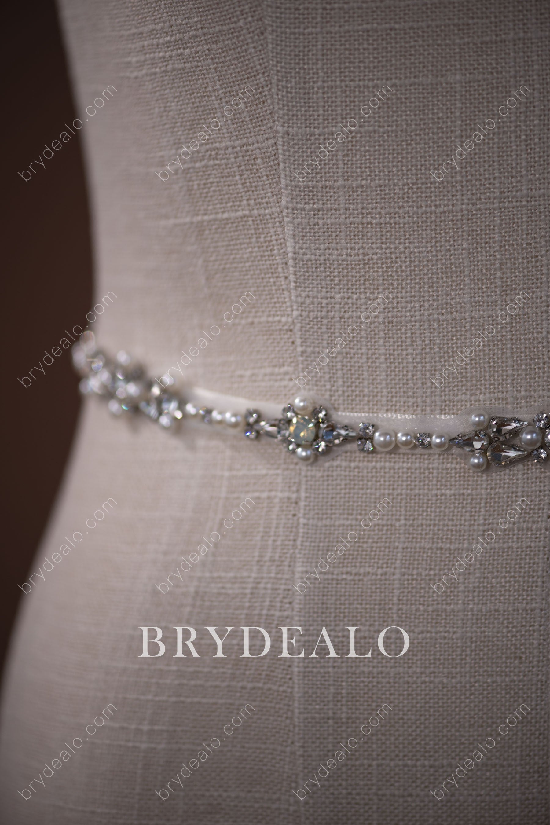 Glamorous Pearls Crystals Bridal Sash Online