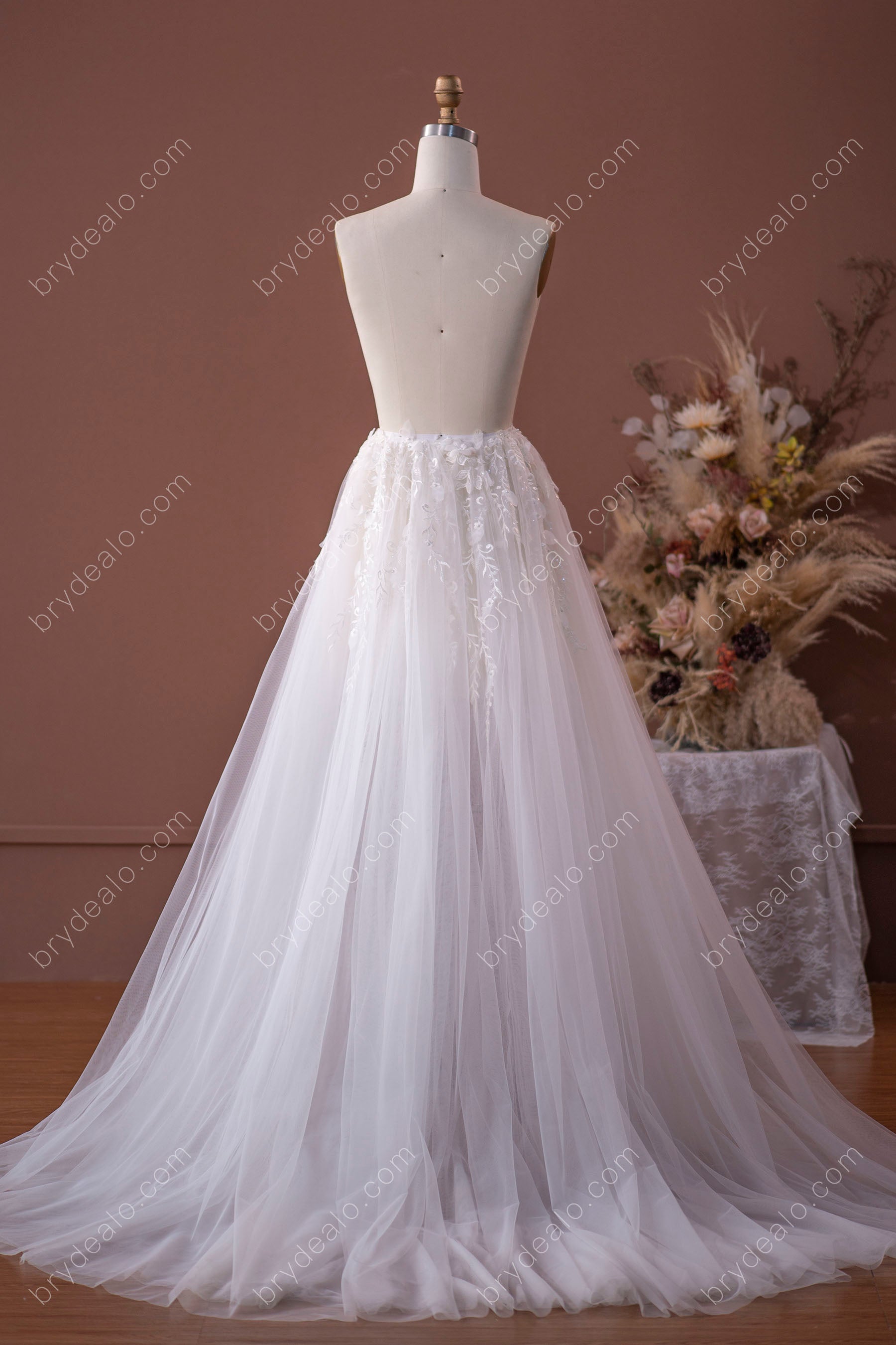 soft tulle wedding dress overskirt