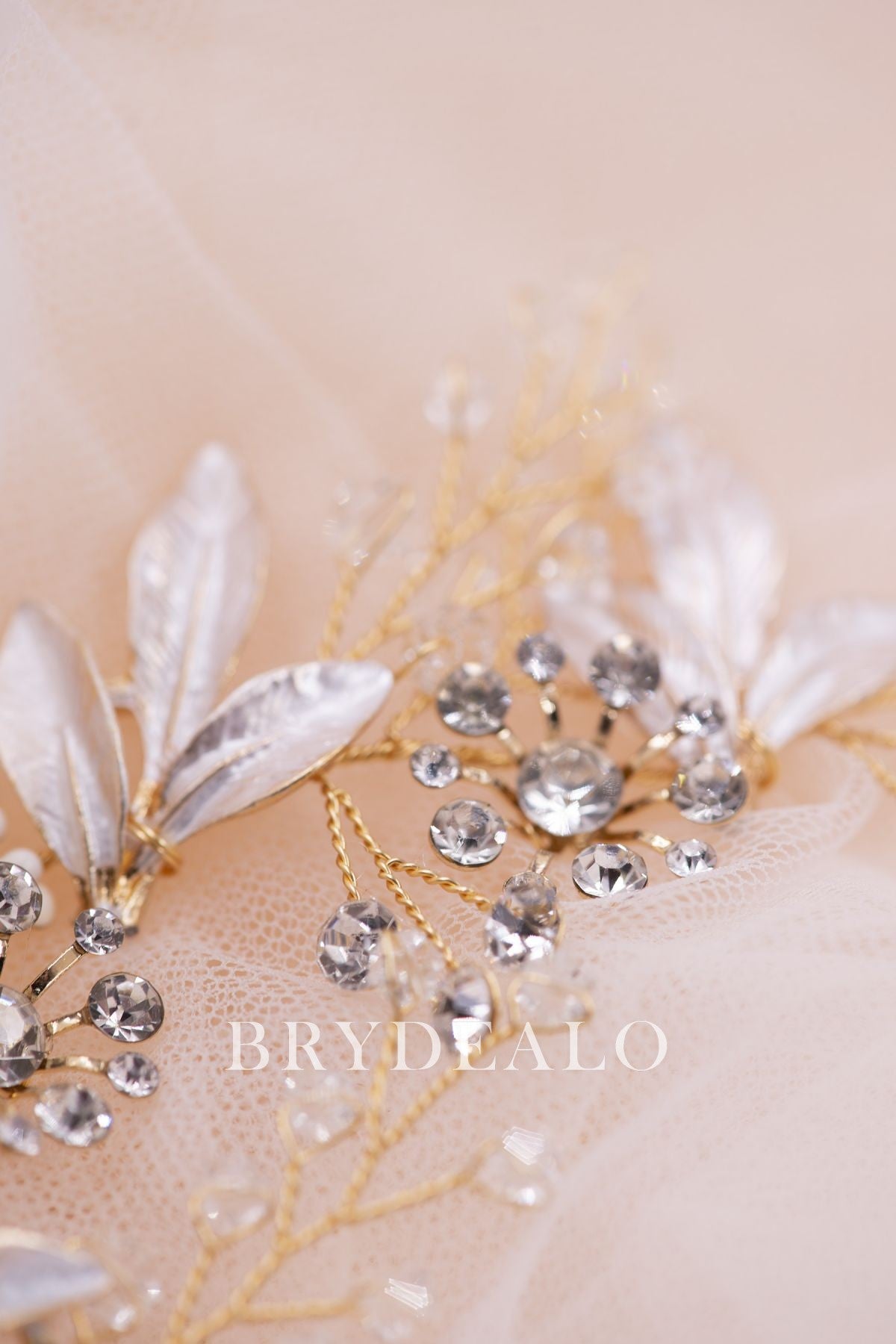 Gold Leaf Rhonestones Bridal Headband