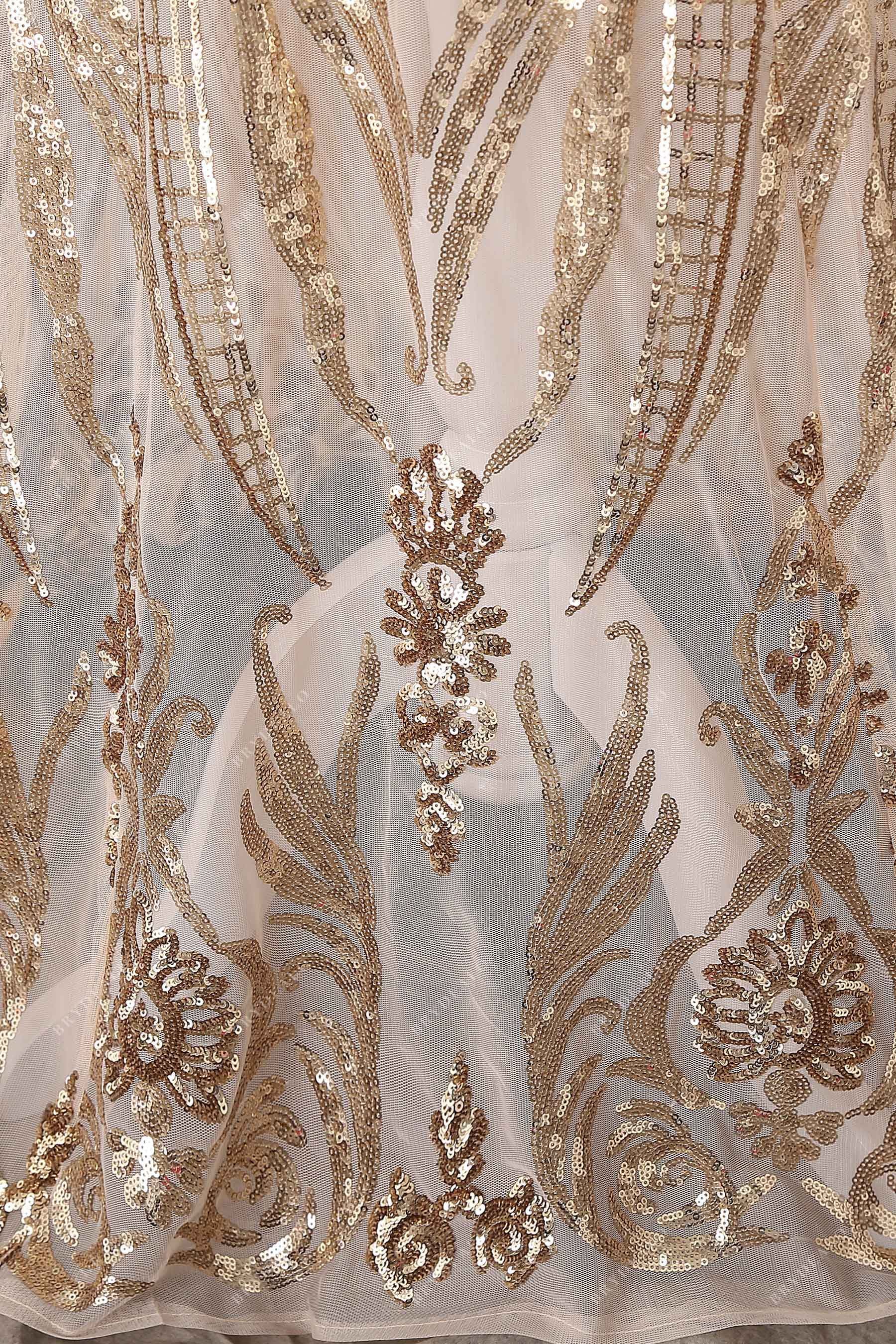 gold unique patterned sequin gown