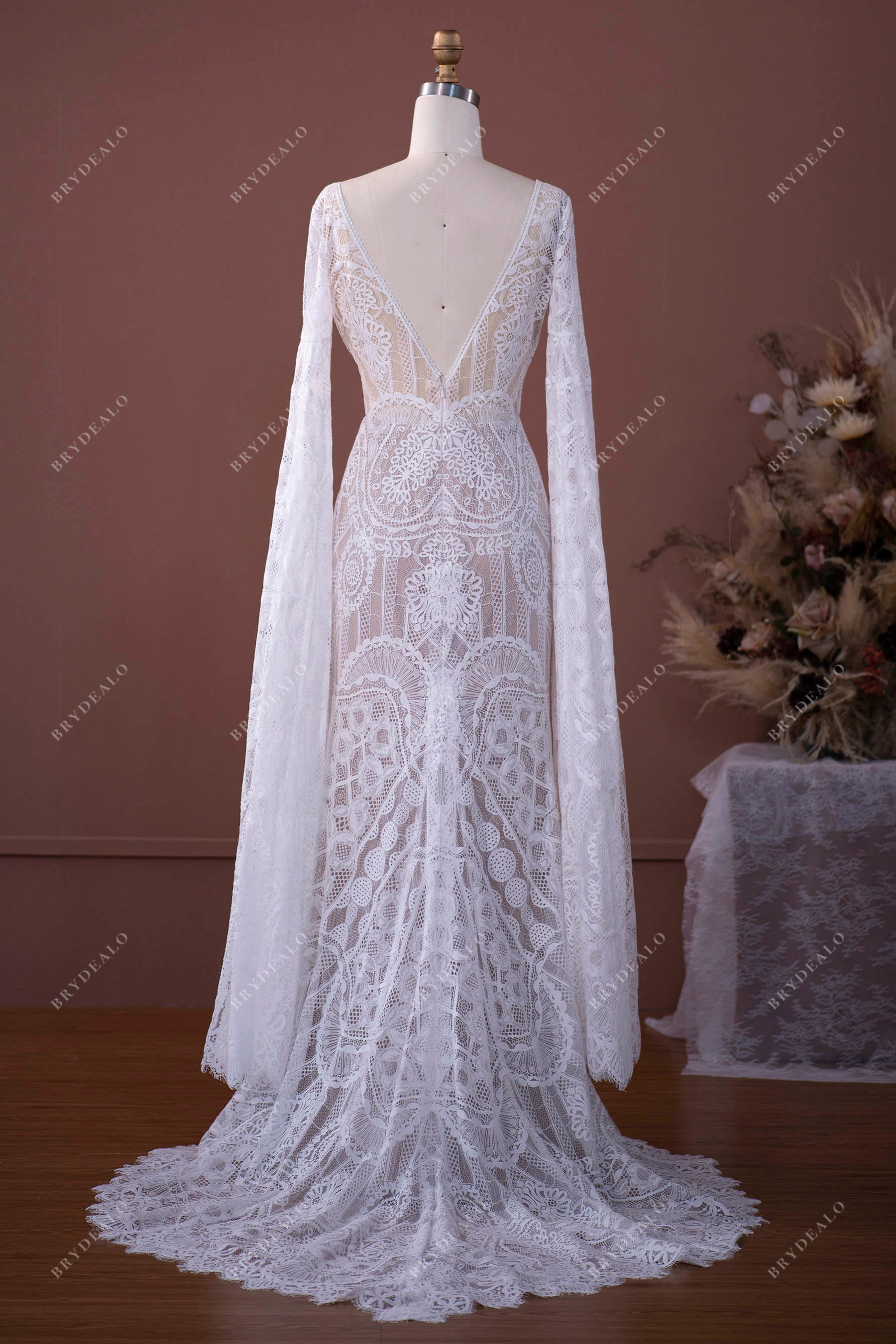  Dramatic Sleeve Boho Wedding Gown