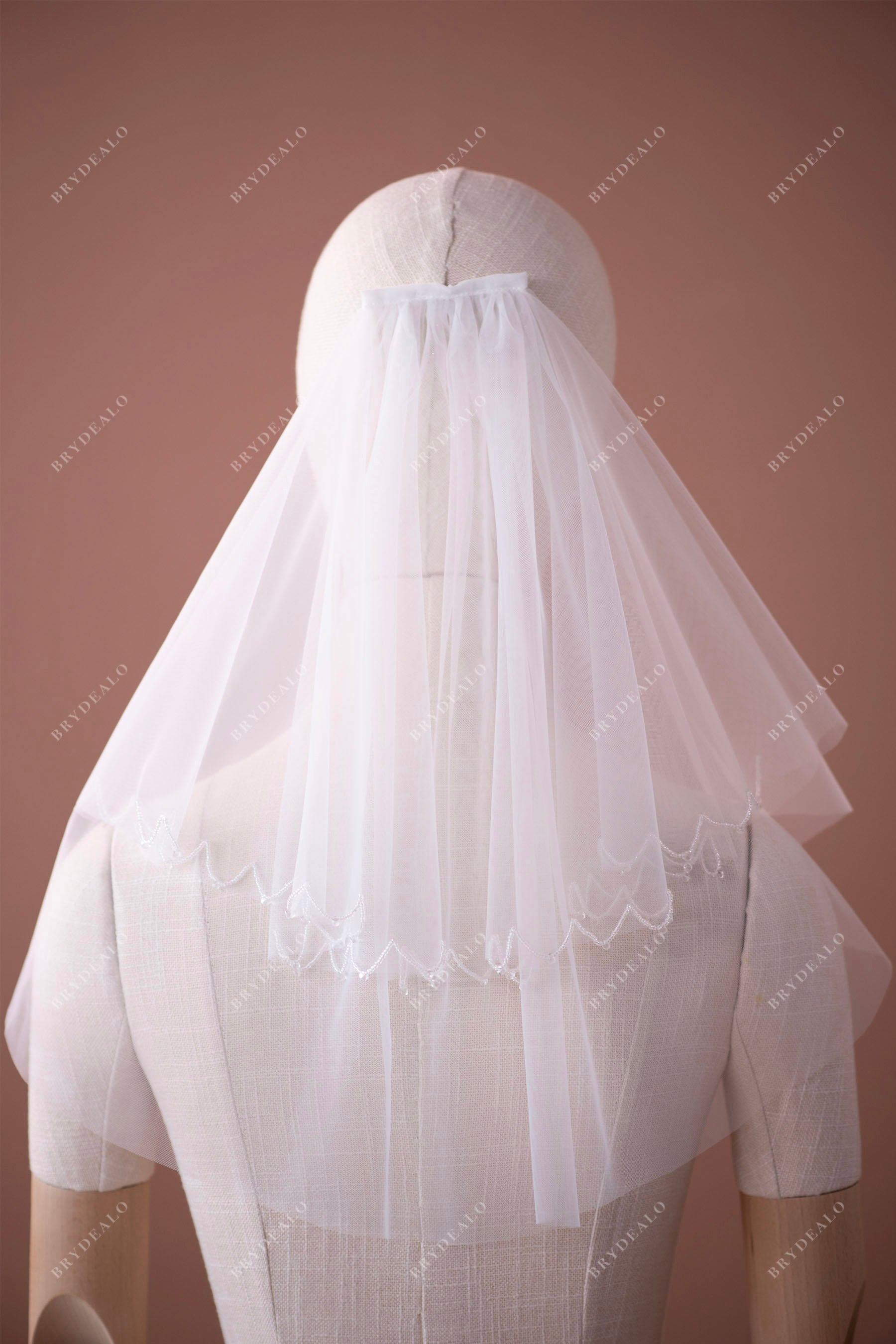 hand sewn beading wedding veil