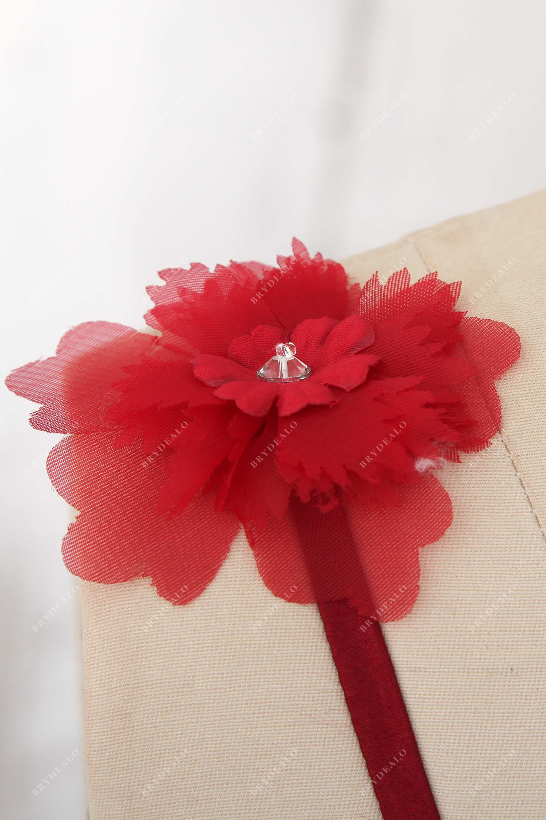 handmade 3D flower thin straps prom dress