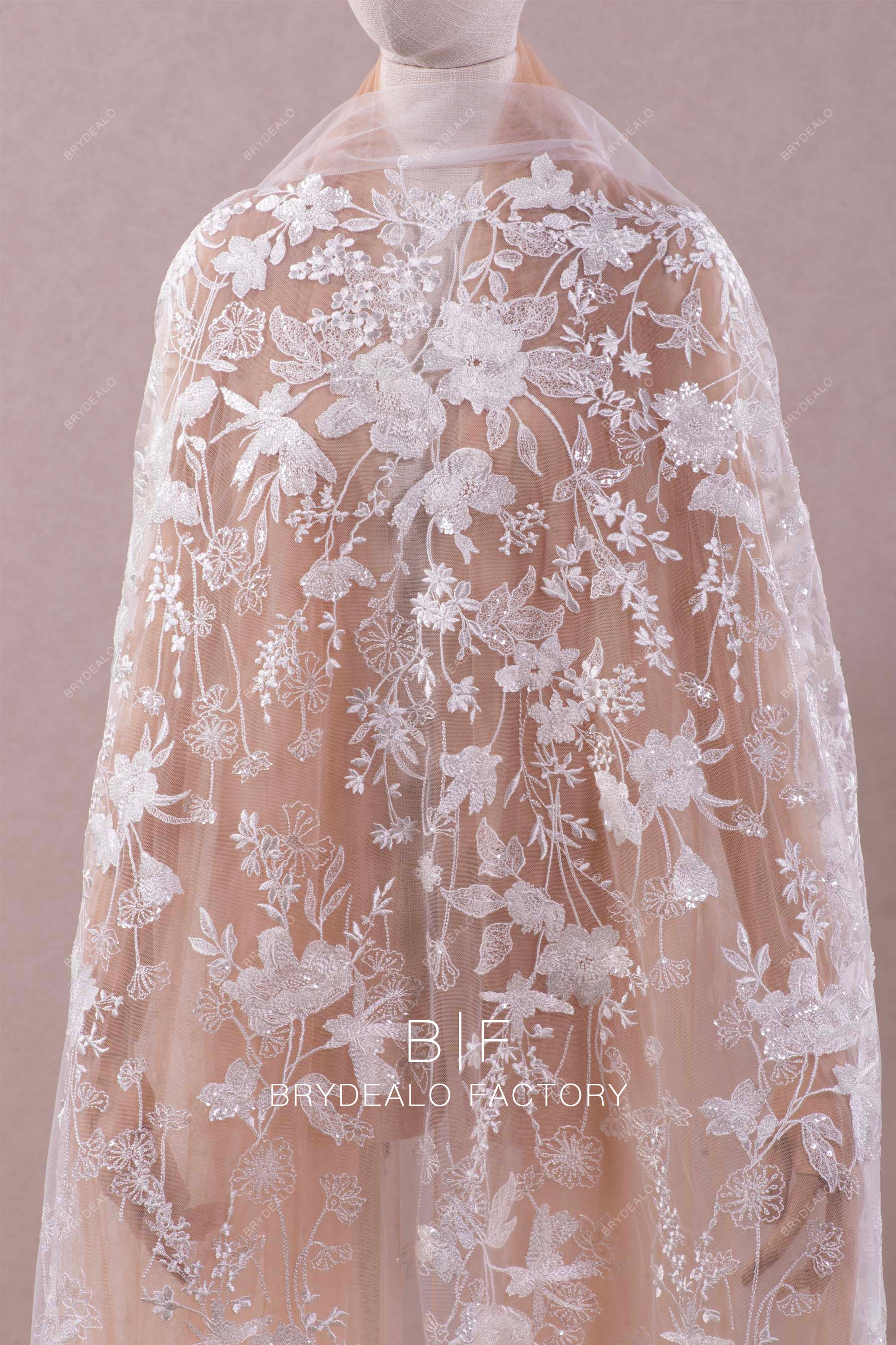high-end embroidery bridal lace fabric
