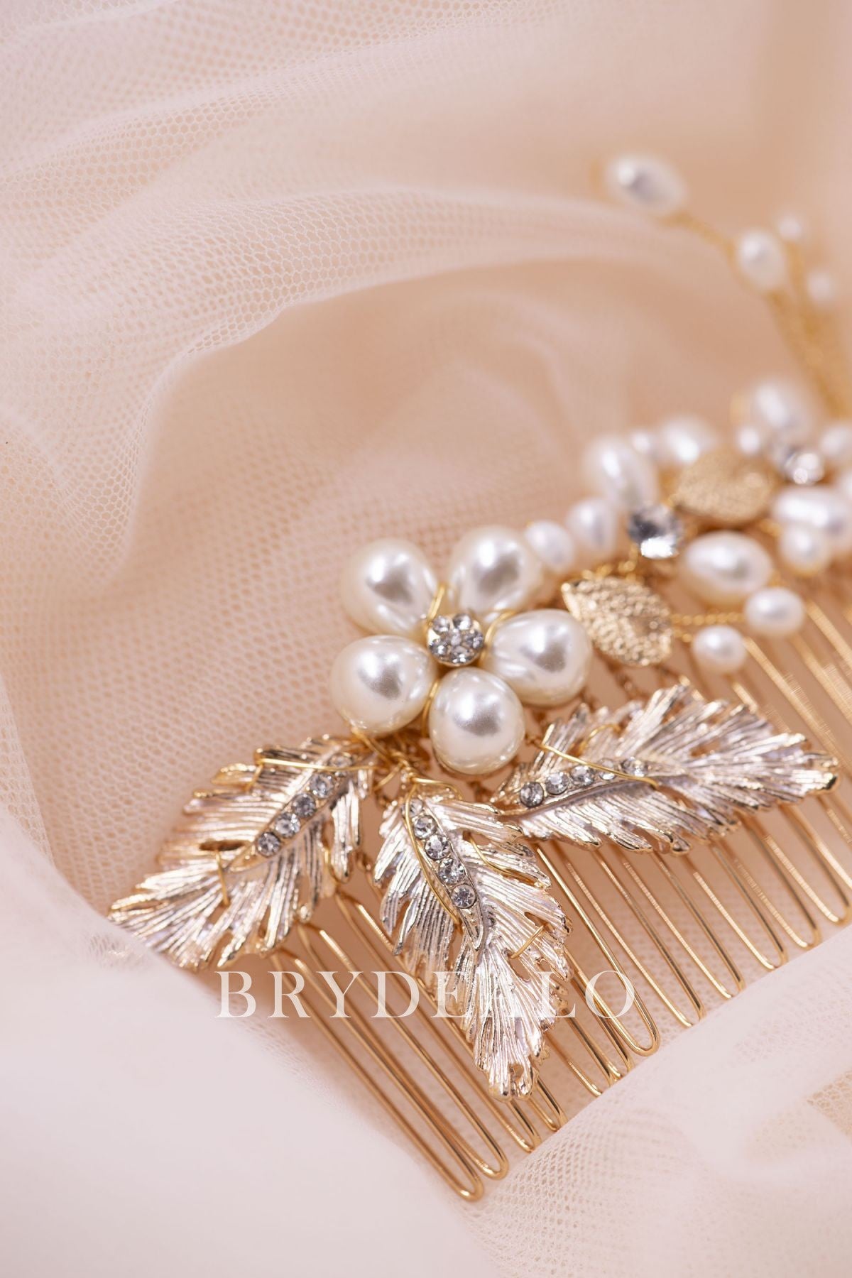 Pearls Gold Leaf Bridal Comb