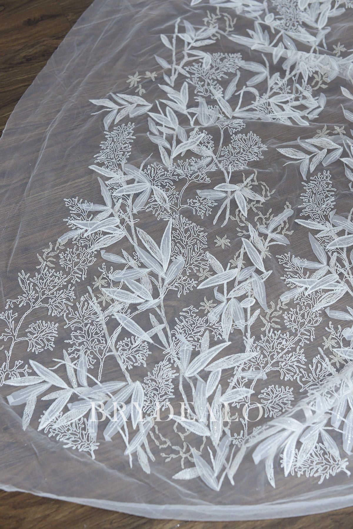 High-end Sequined Leaf Bridal Lace Fabric