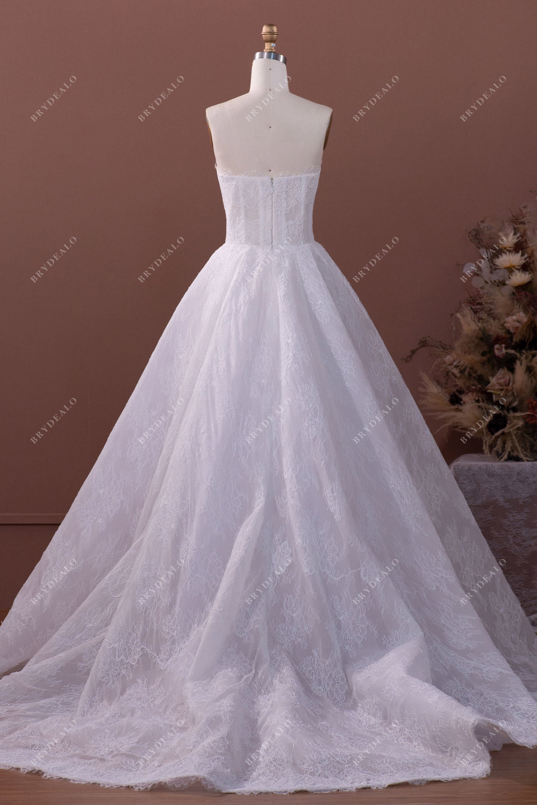 strapless exposed boning corset bridal gown