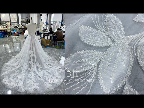wholesale beaded straps pleated lace tulle wedding gown