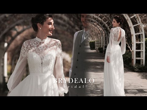 Boho Sleeved Flowy Lace Chiffon Wedding Dress for wholesale