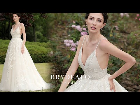 Spaghetti Strap Floral A-line Wedding Dress for Wholesale
