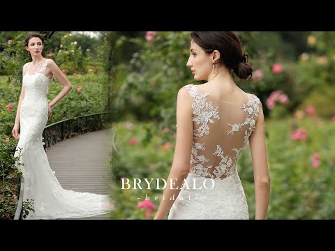 Illusion Neck 3D Floral Lace Mermaid Wedding Gown for Wholesale