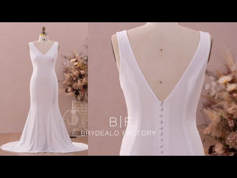 Simple Jersey Sleeveless Mermaid Sweep Train Wholesale Bridal Dress for wholesale