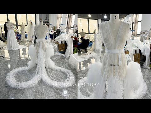 wholesale ruffled sleeve sheer tulle bridal robe
