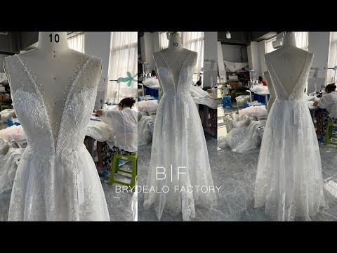 wholesale beaded illusion neck floor length lace wedding dress
