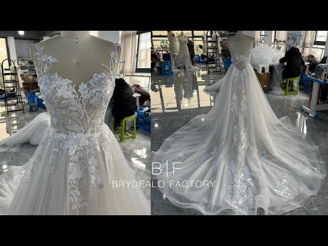 wholesale flower lace keyhole back wedding dress