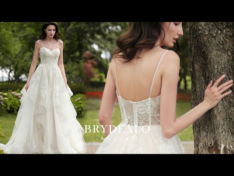 Romantic Lace Tulle Flounce A-line Wedding Dress Online for Wholesale