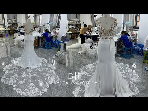 Brydealo Factory Wholesale Beaded Lace Wedding Dress