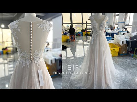 wholesale cap sleeve illusion buttoned back lace wedding dress