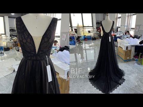 wholesale black boho lace tulle wedding dress