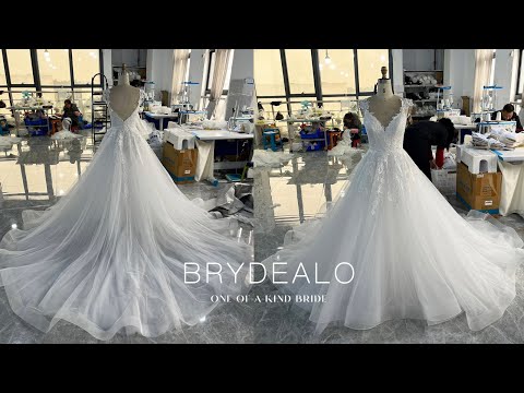 wholesale straps v-neck lace tulle wedding dress