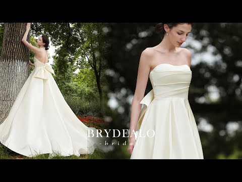 Simple Satin A-line Wedding Dress with Pockets for Wholesale