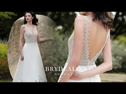 Elegant Straps Lace Crepe A-line Wedding Dress Online