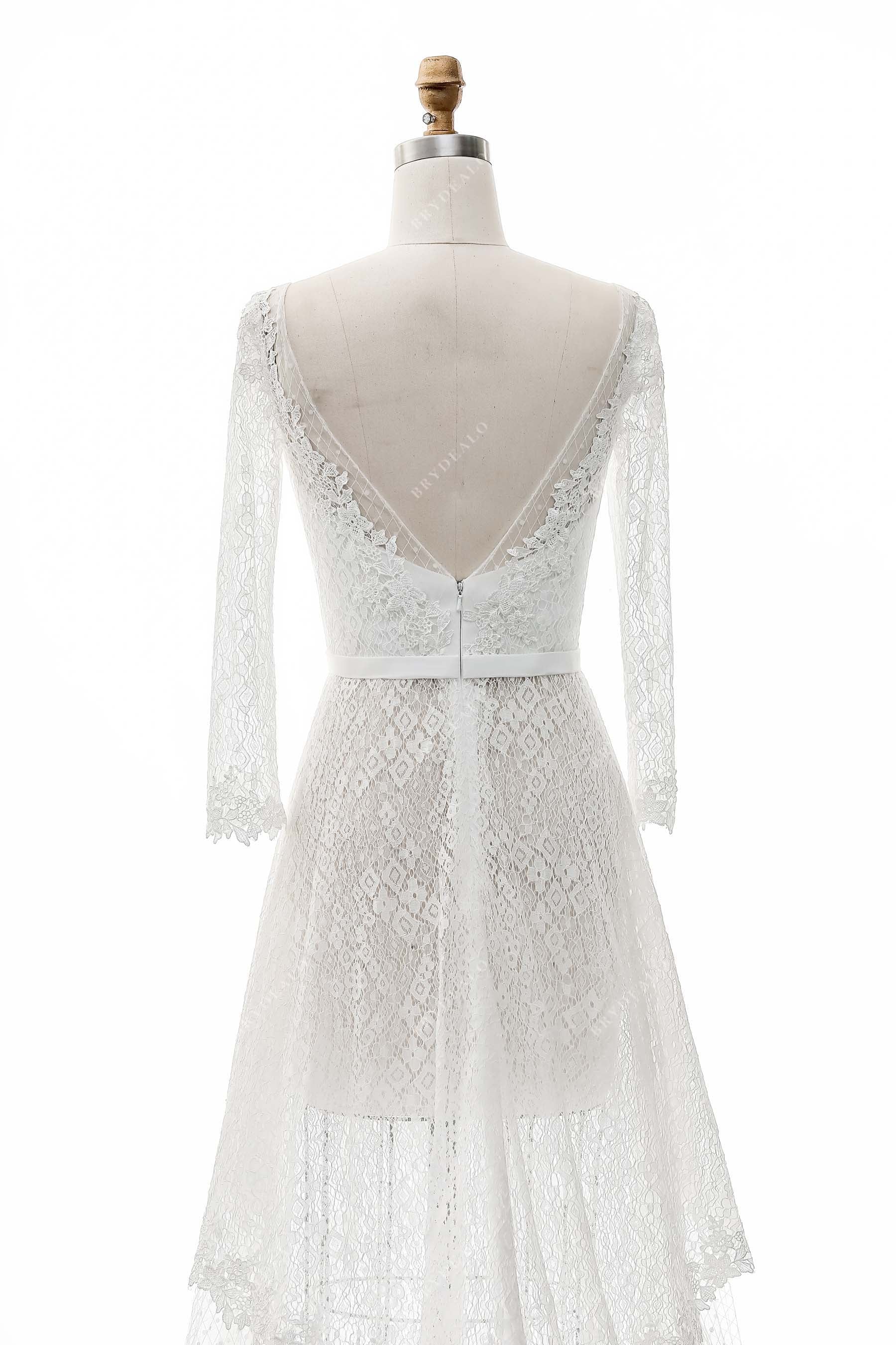 illusion-V-back lace bridal dress