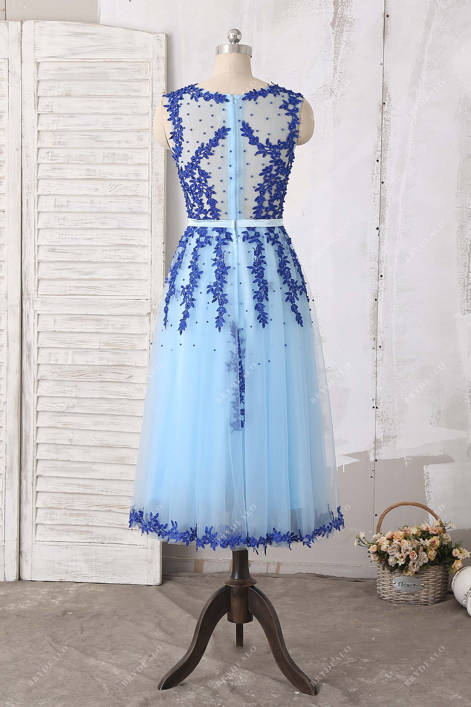 illusion back tea length homecoming gown