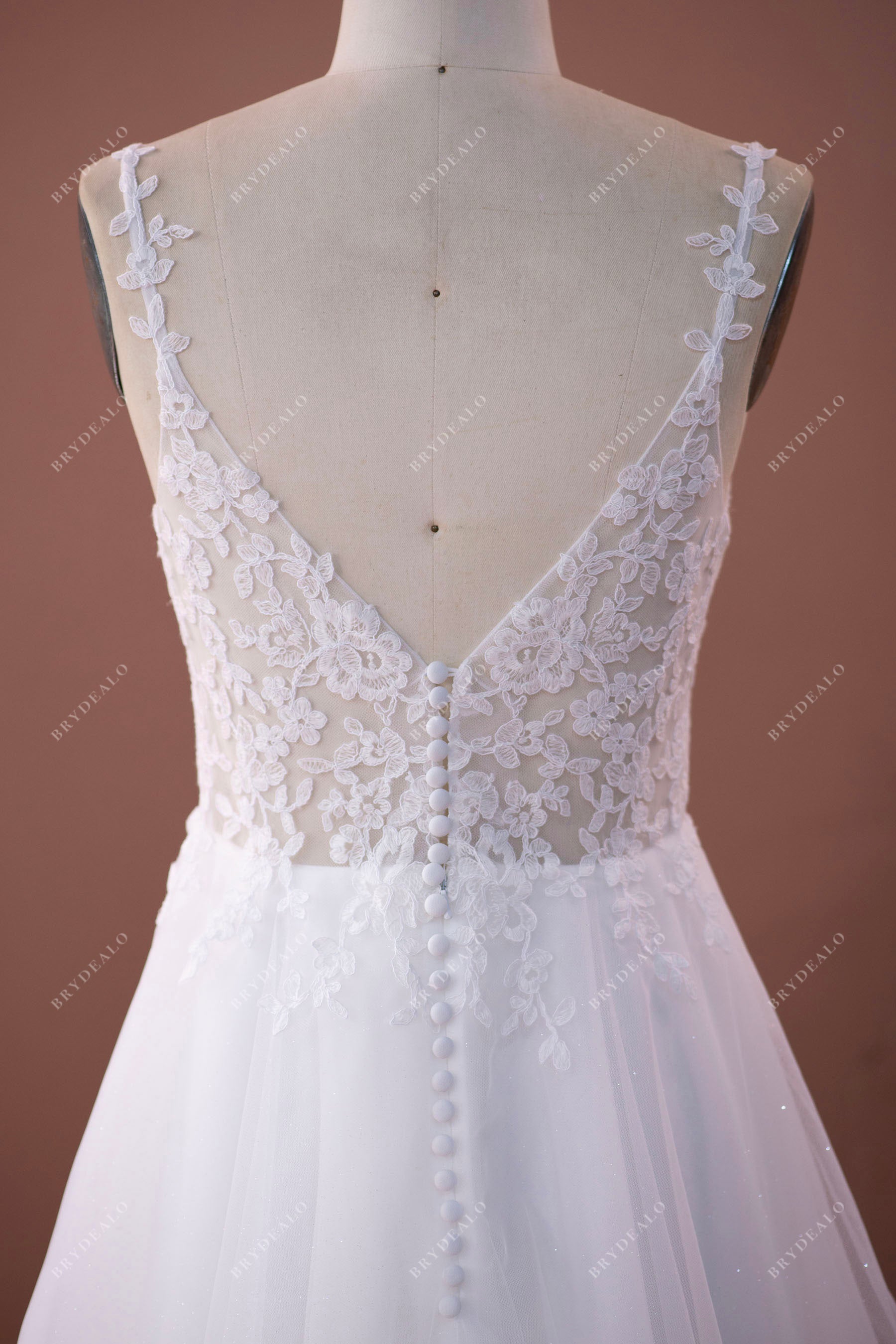 illusion buttoned back beach wedding dress