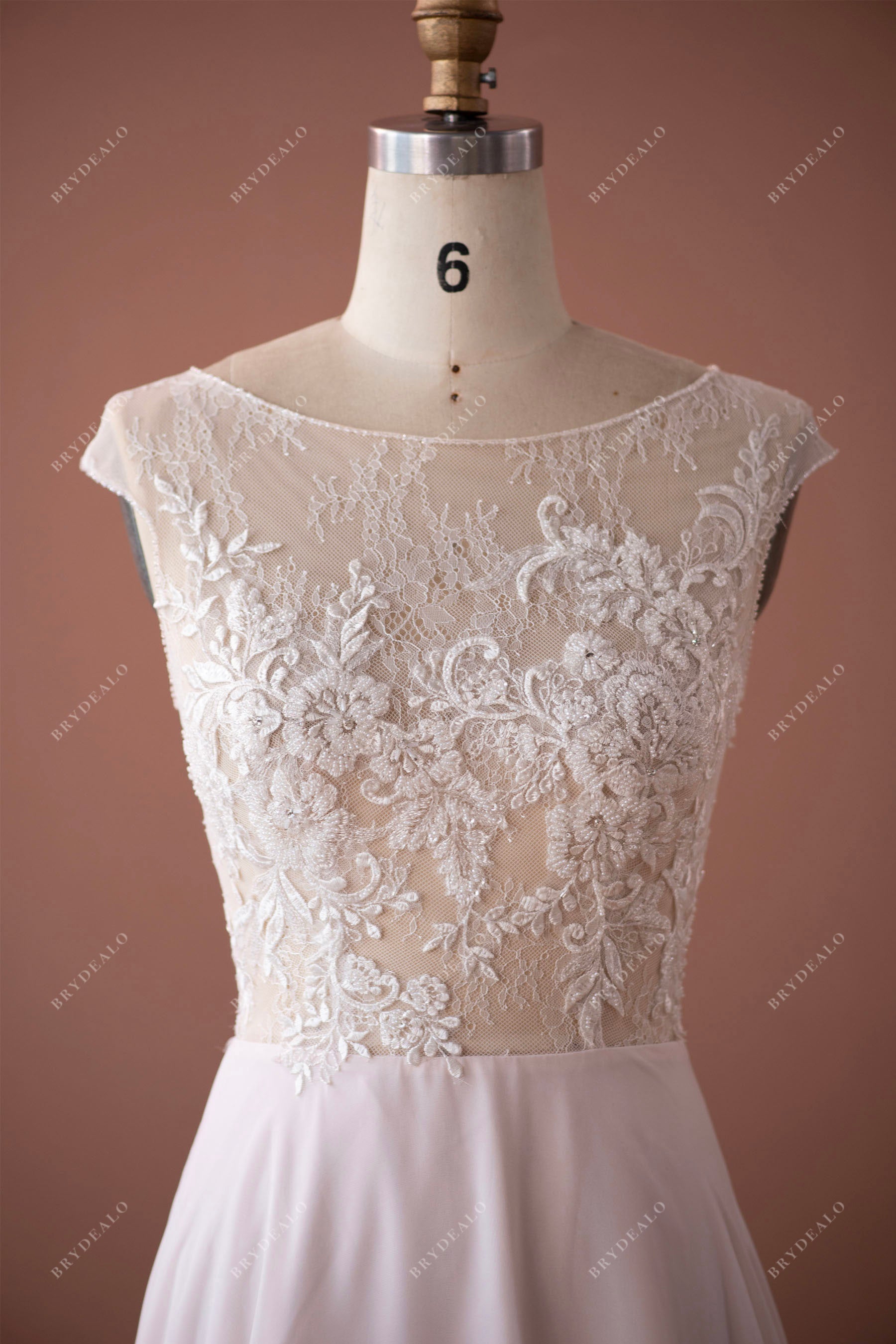 illusion cap sleeve lace wedding dress