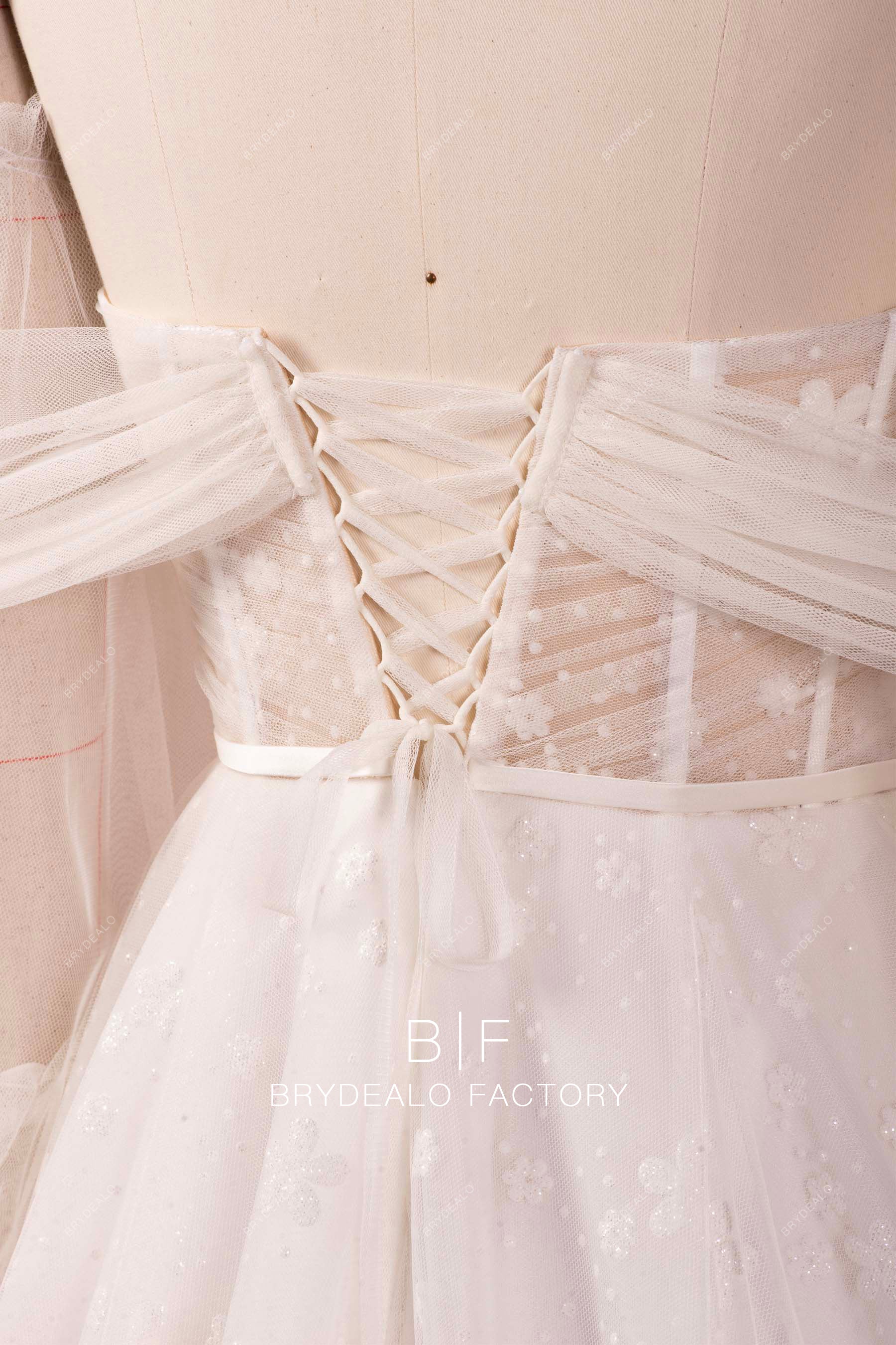 illusion corset lace up wedding dress