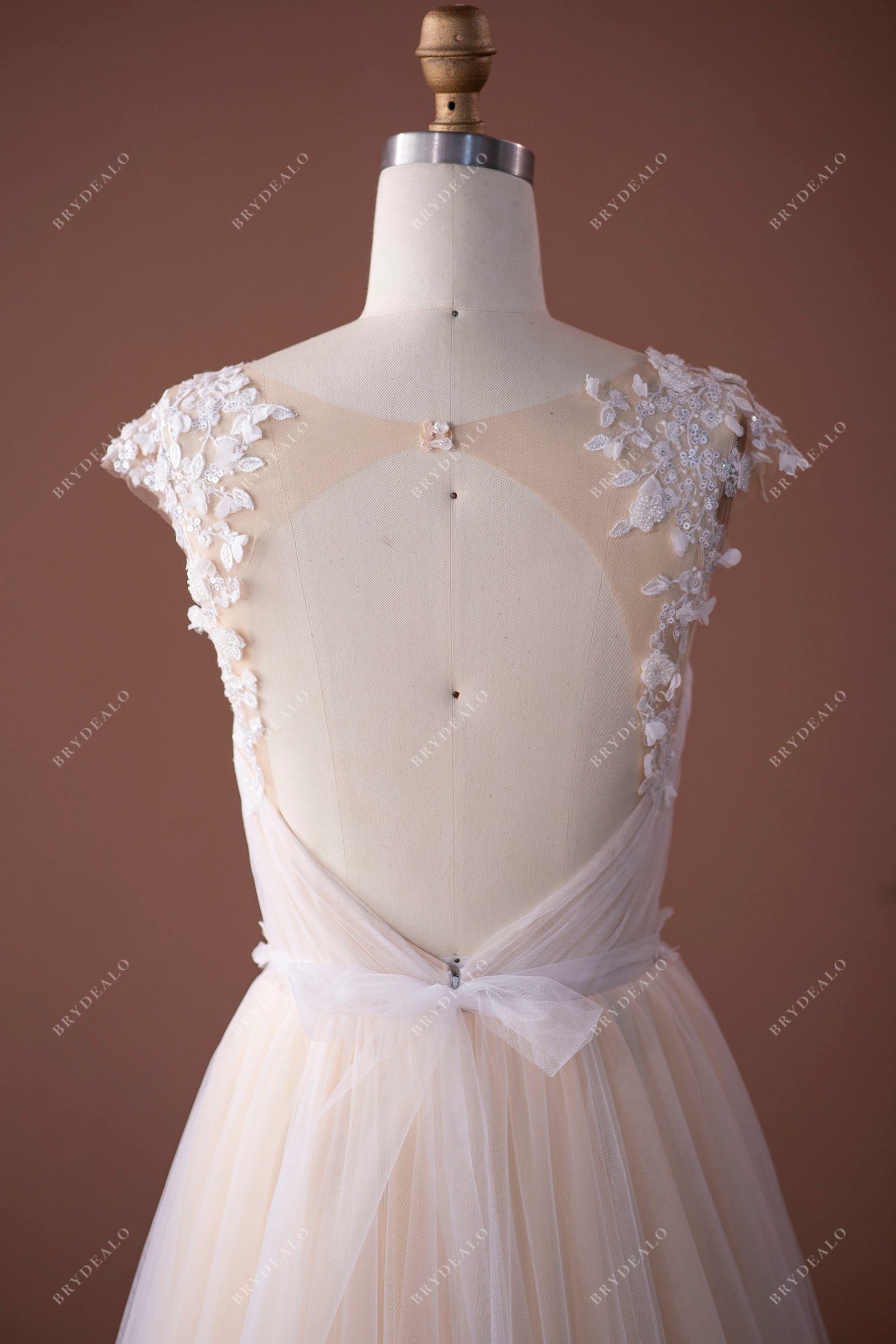 illusion cutout back bridal dress