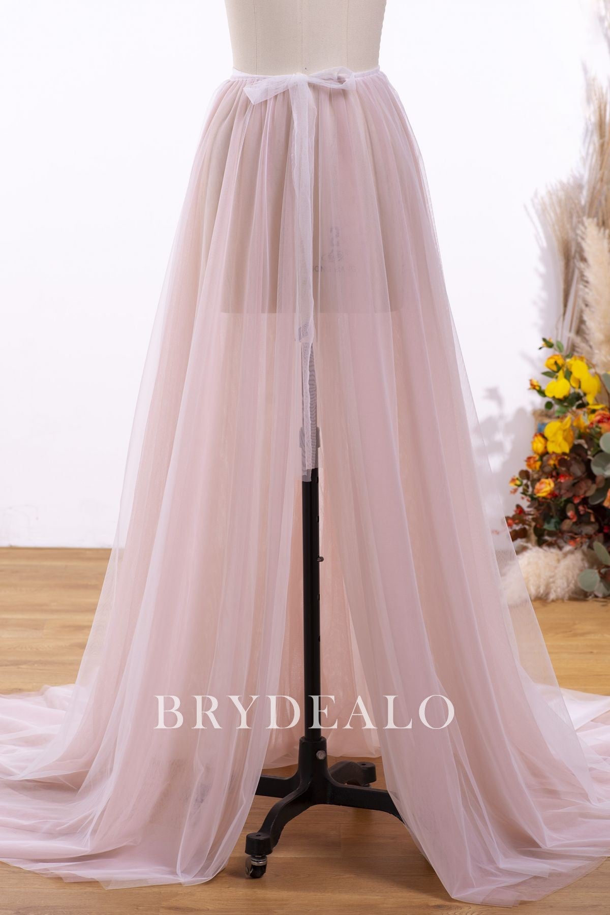 illusion dusty rose soft tulle overskirt