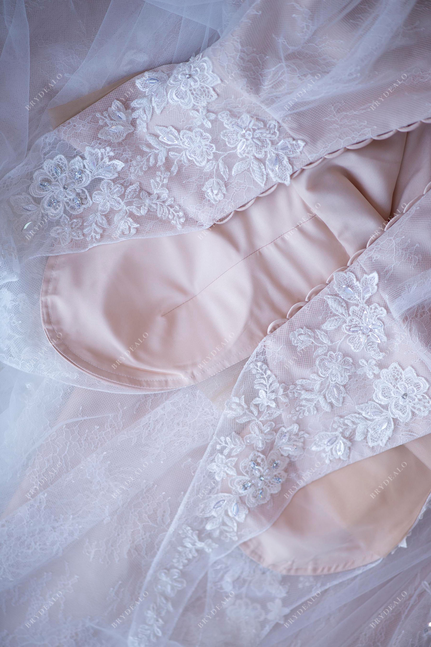 illusion lace nude lining bridal dress
