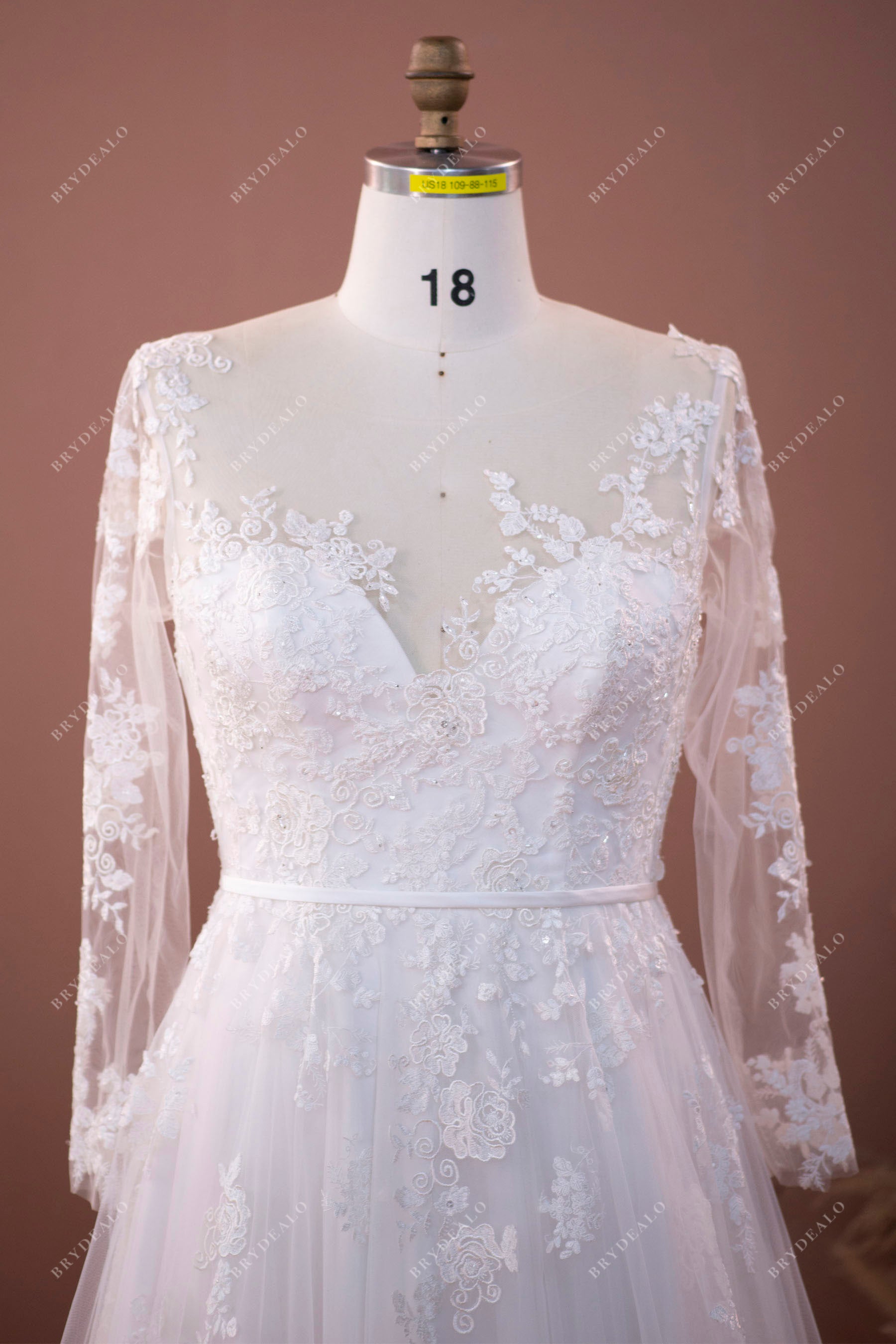 Plus Size Illusion Neck A-line Lace Wedding Dress