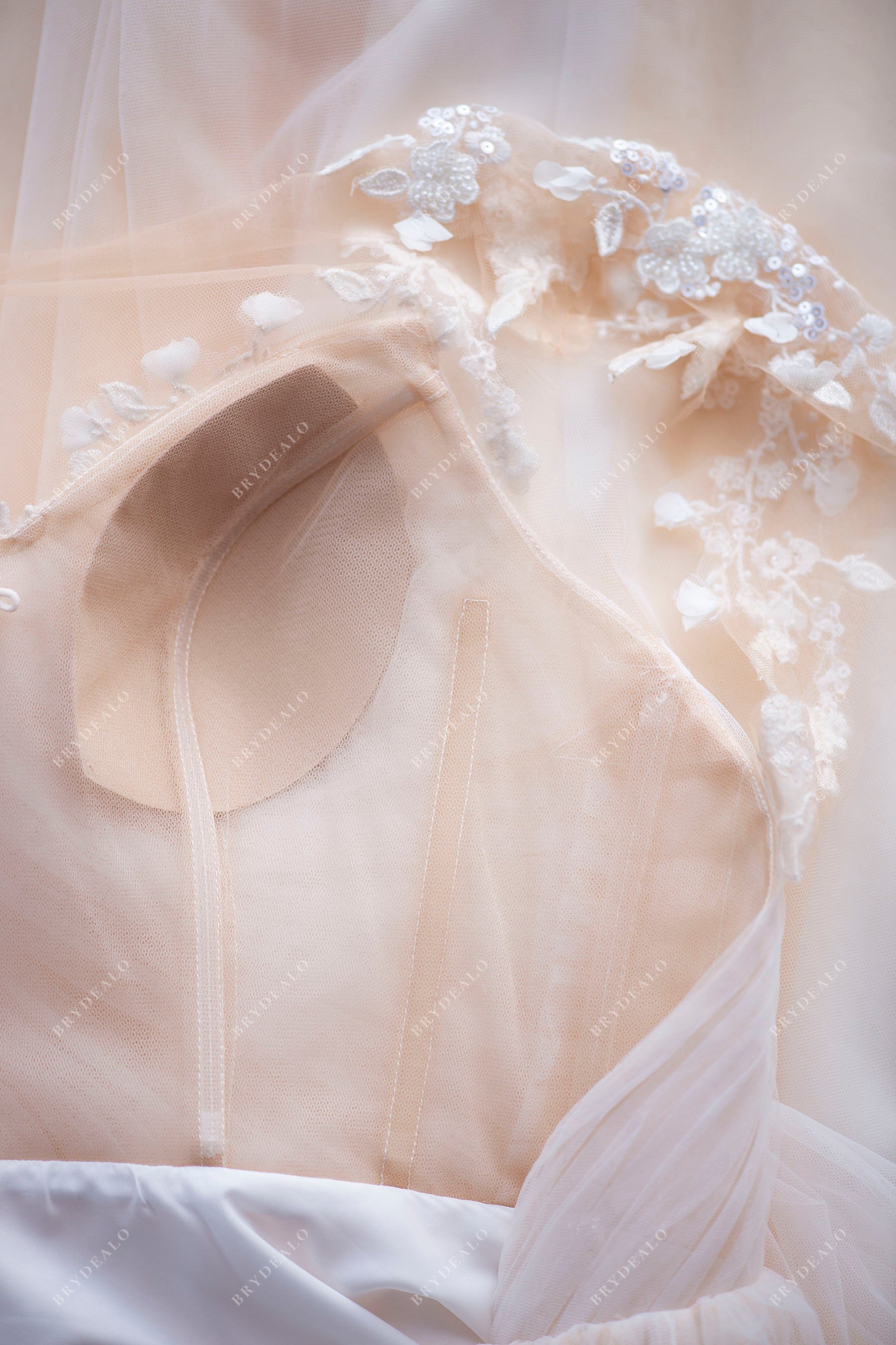 illusion neck lace bridal dress