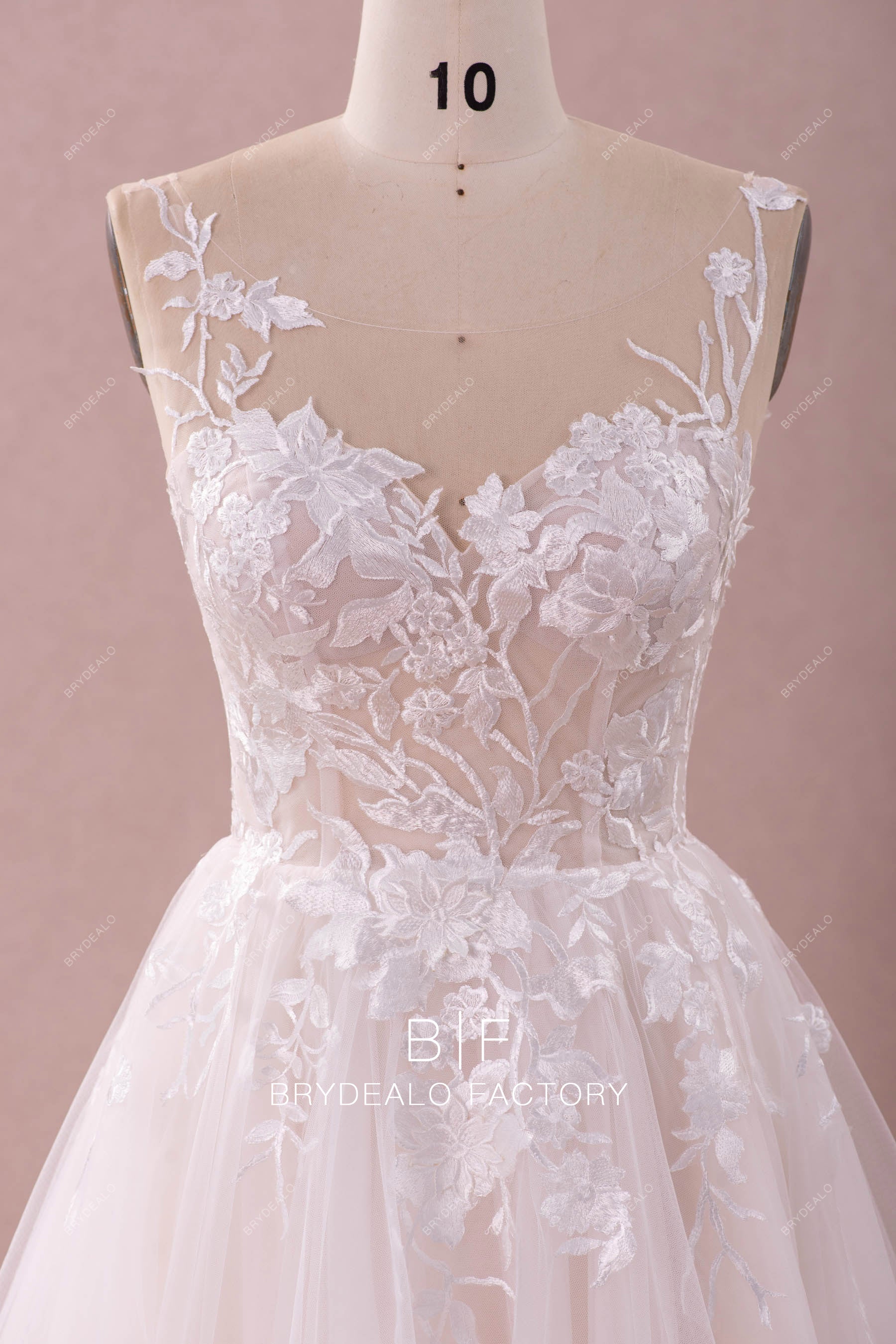 illusion neck lace wedding dress