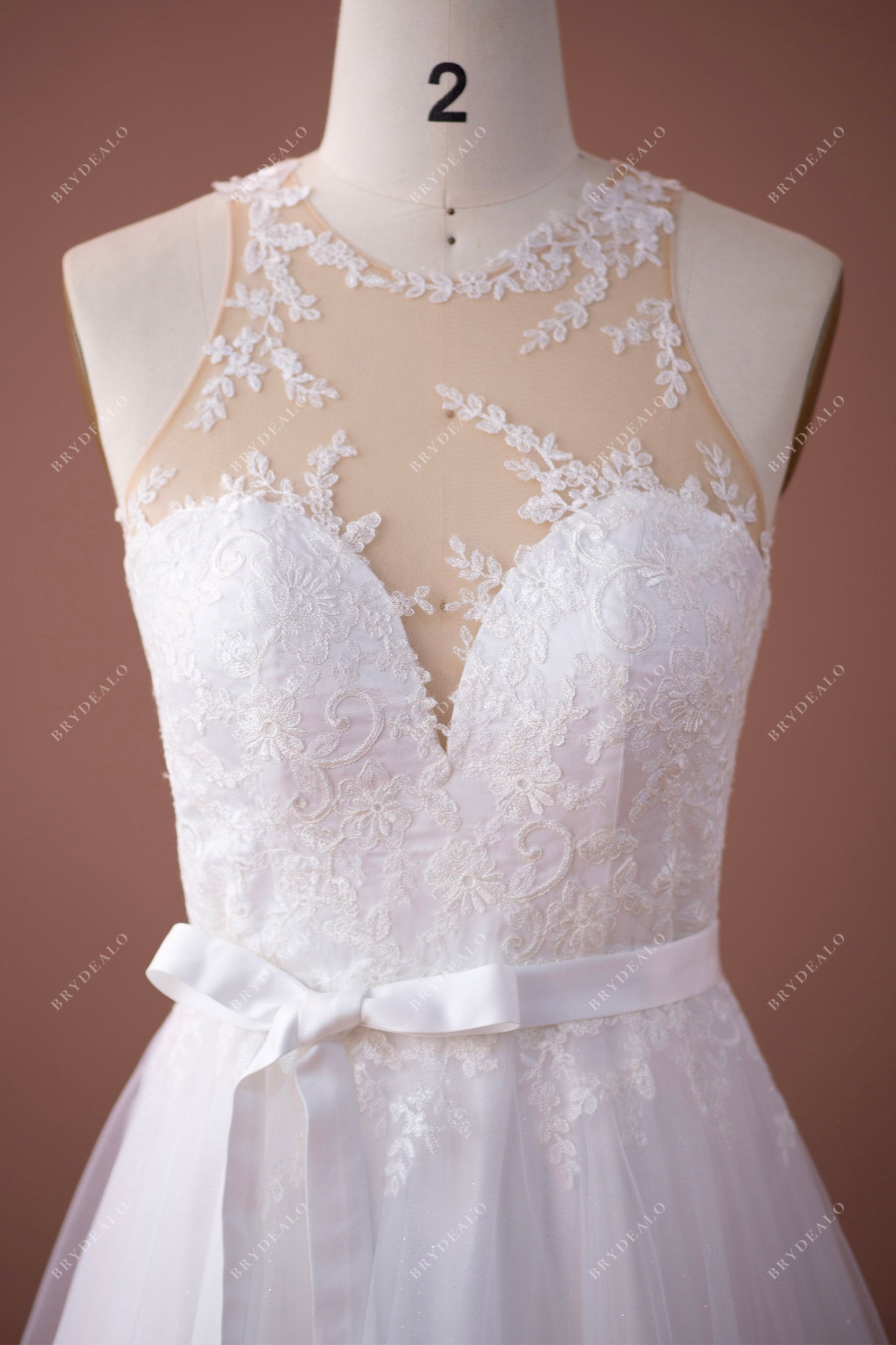 illusion neck lace wedding dress