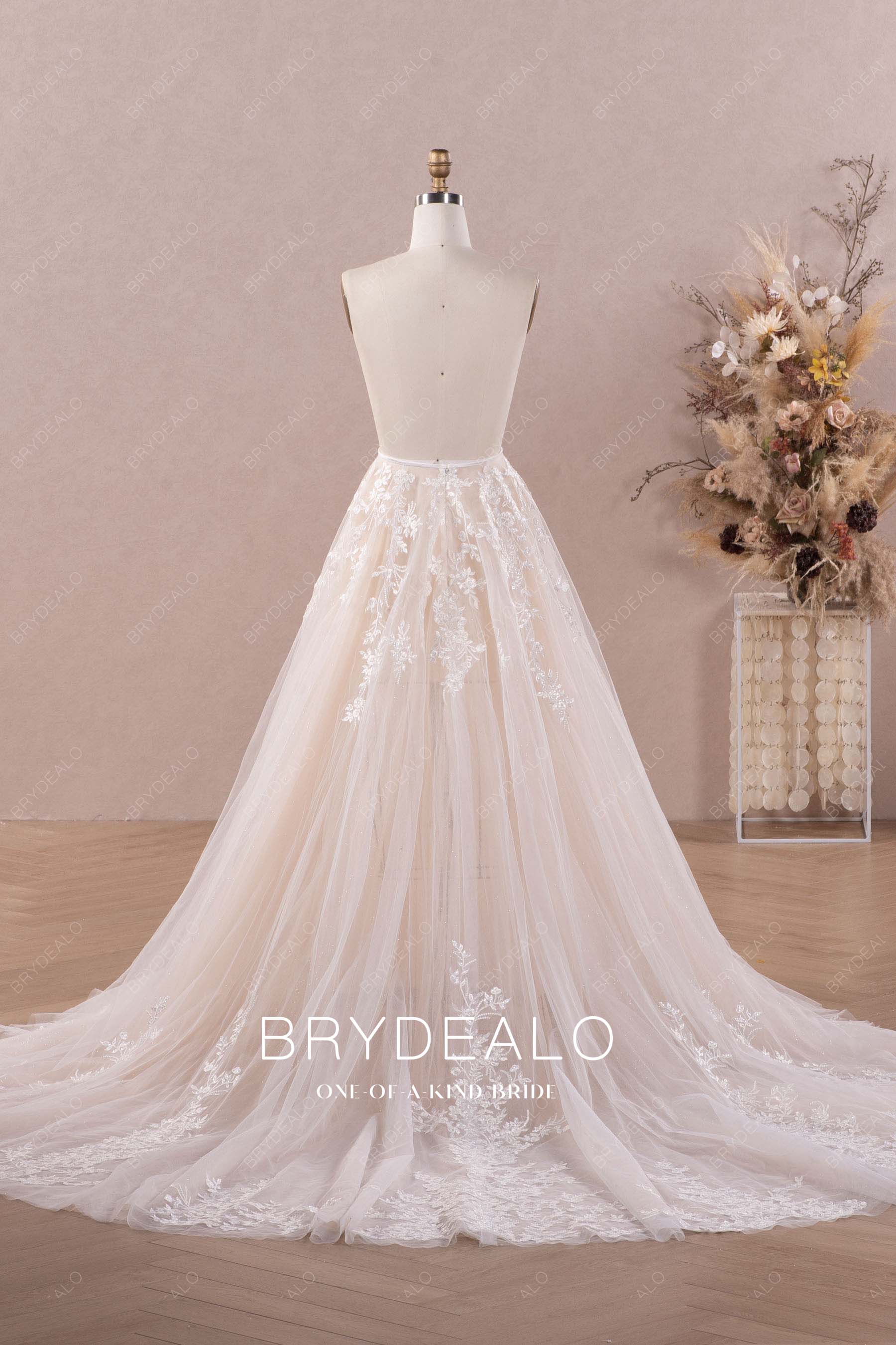 illusion shimmery lace wedding dress