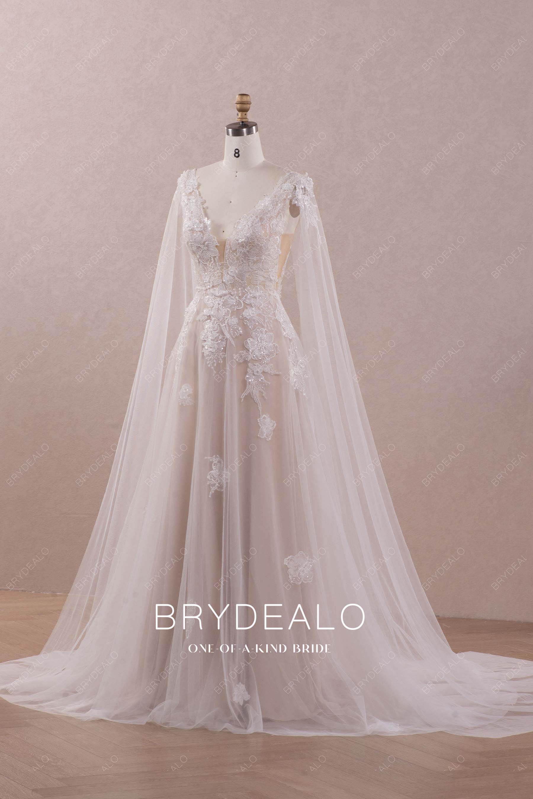 illusion shoulder panels lace wedding dress