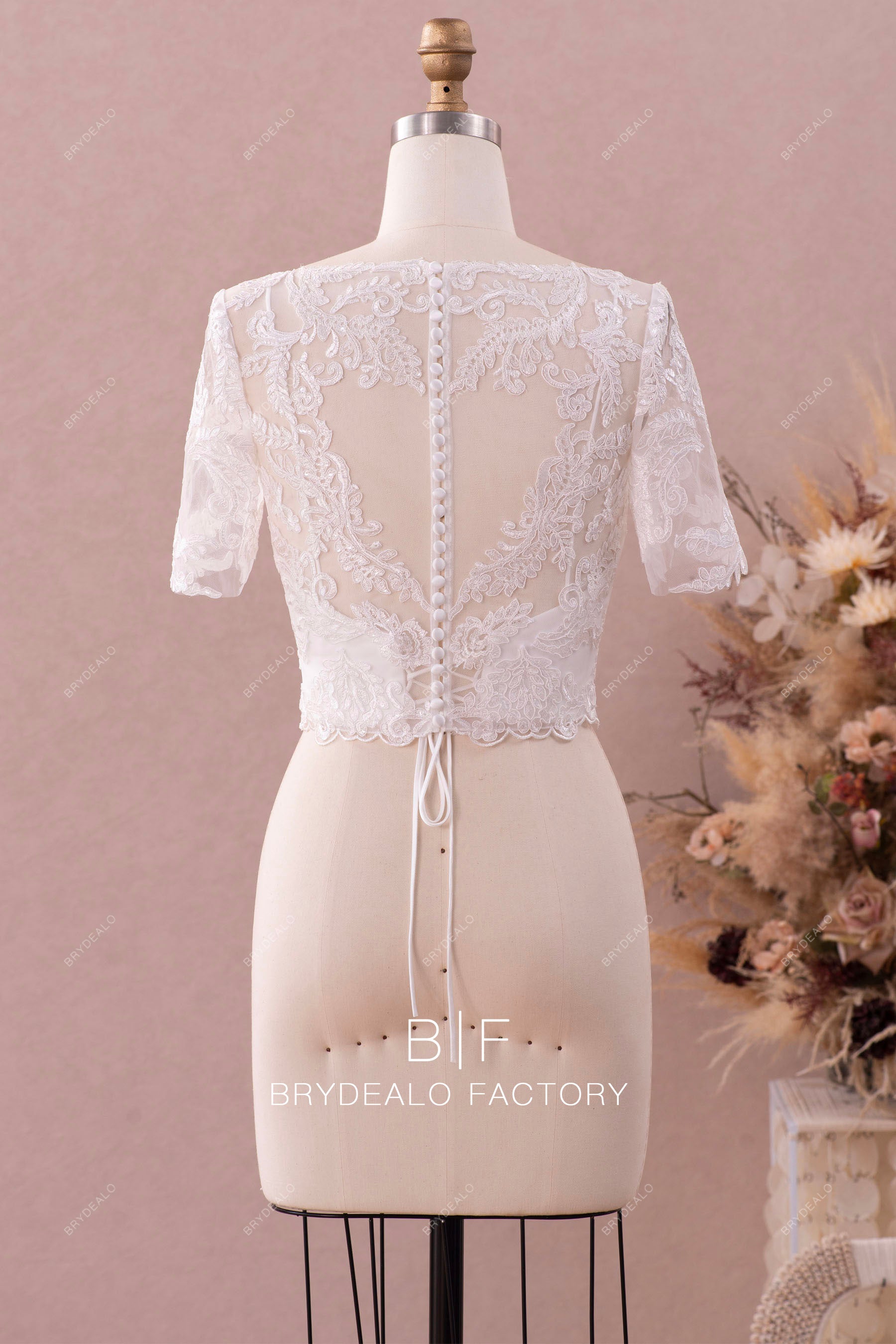 illusion sweetheart lace back bridal top