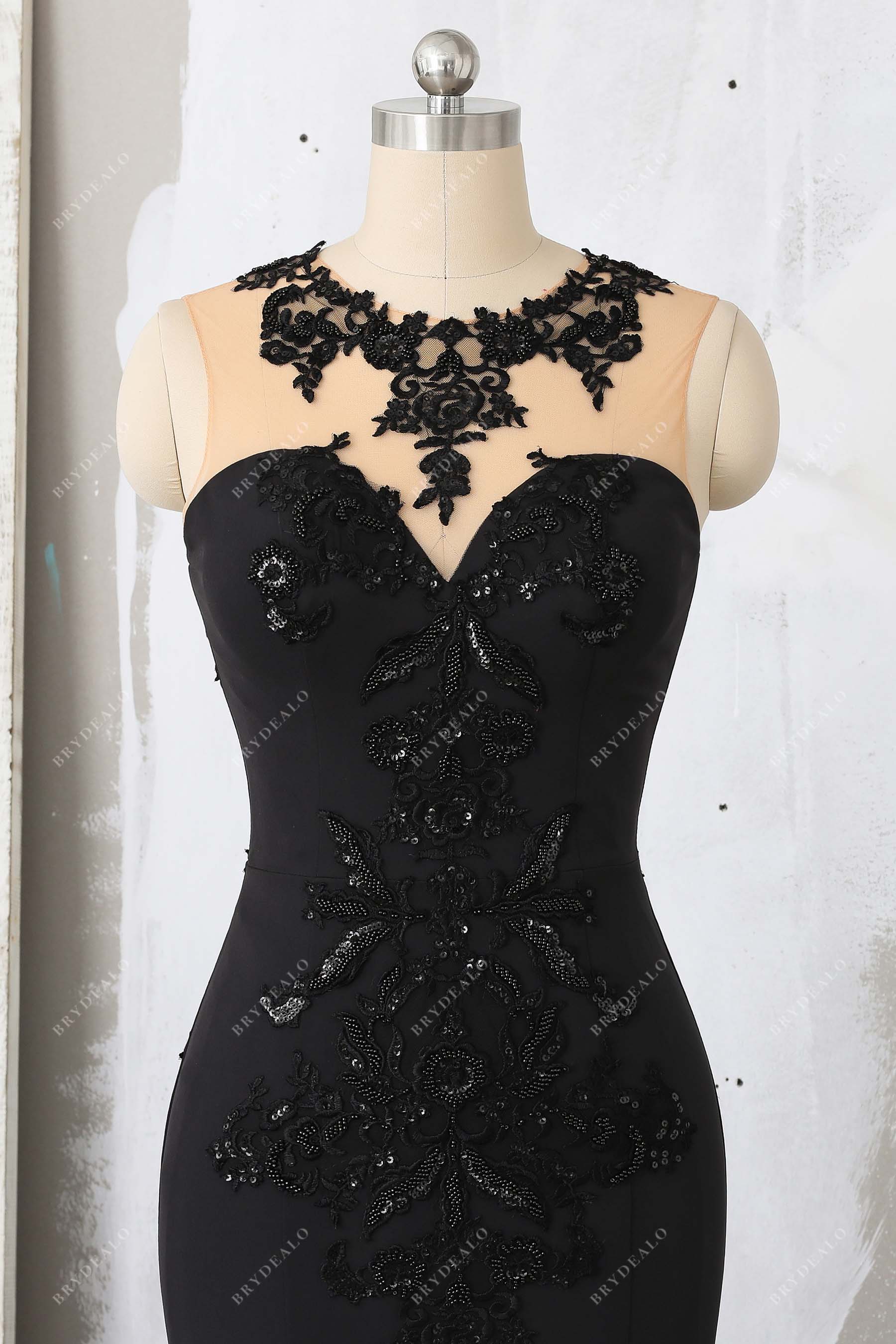 illusion sweetheart neck lace bodice