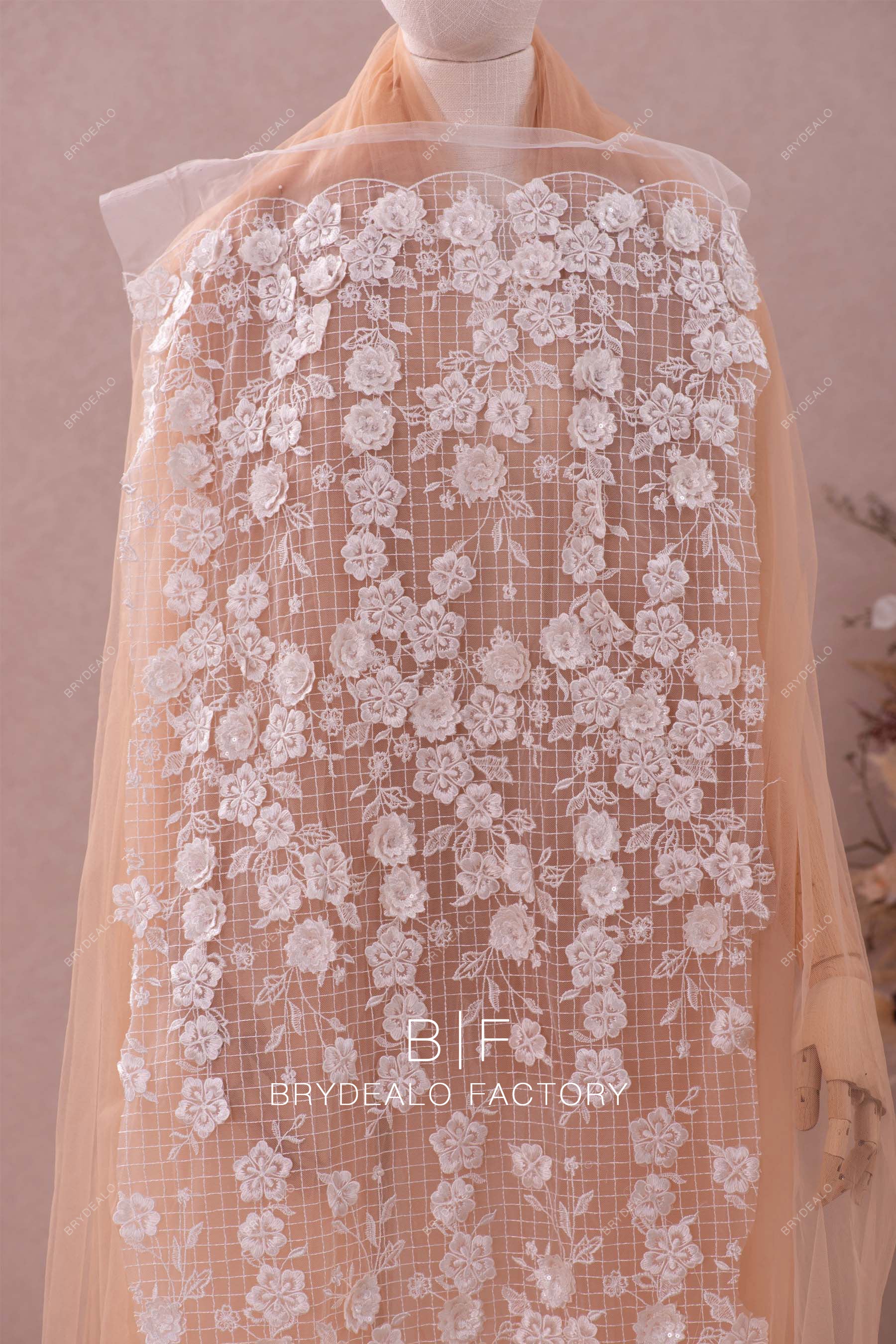 inwrought 3D flower lace