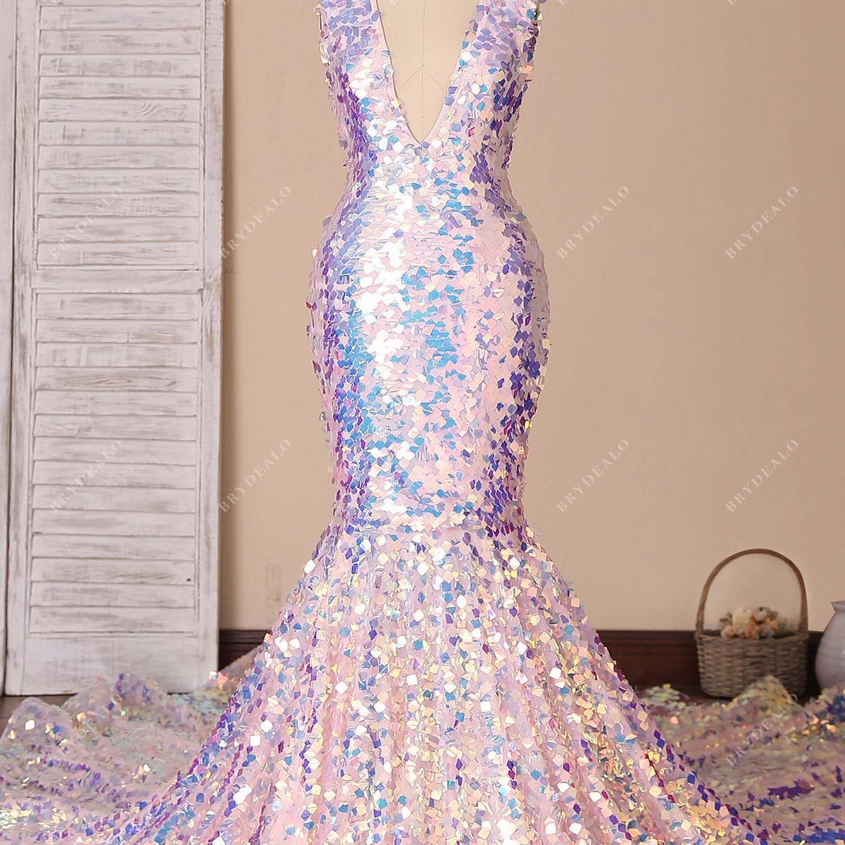 Brydealo Factory Navy Glitter Strapless Plunging Slit Prom Dress