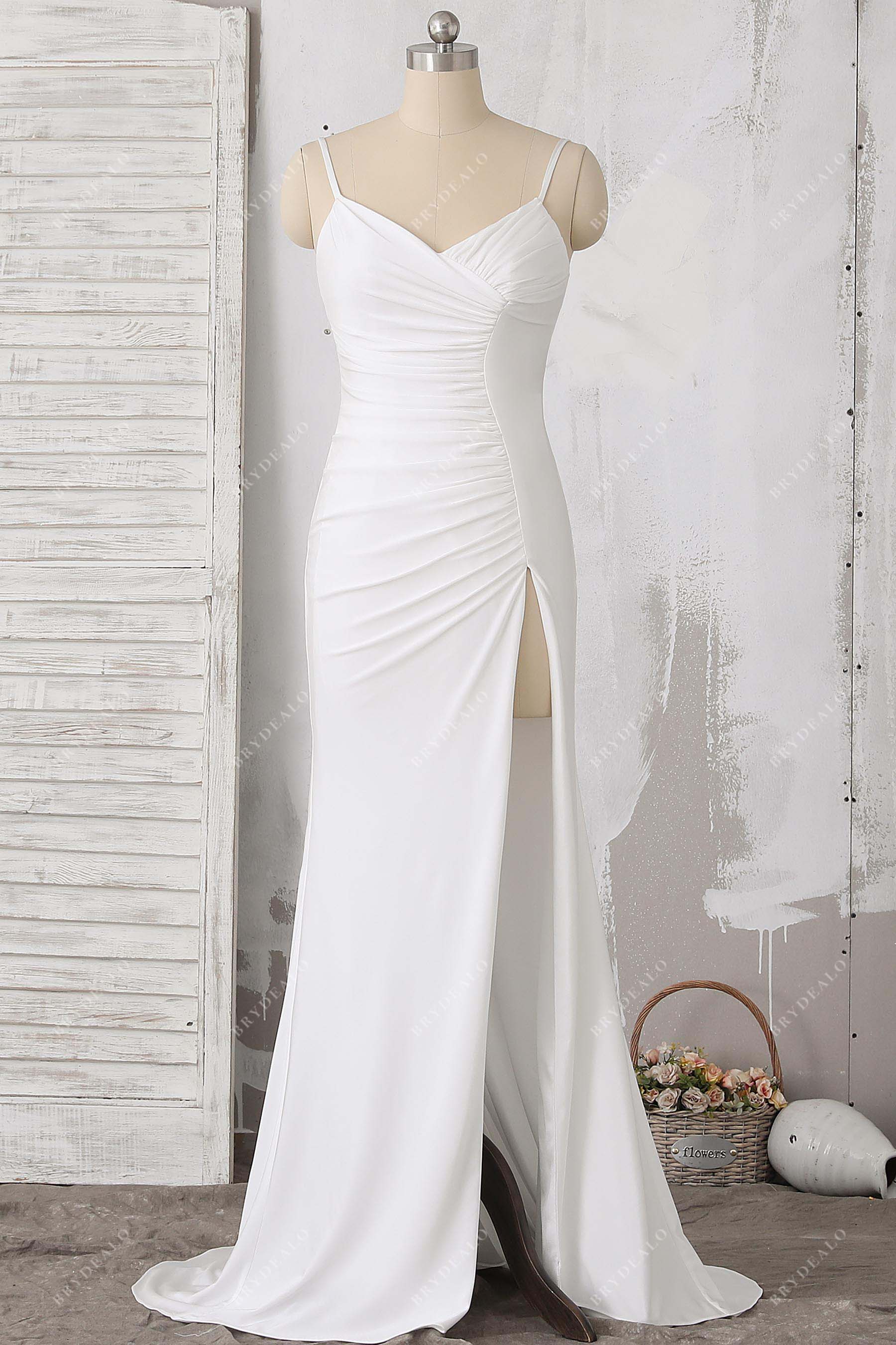 ivory jersey slit dress