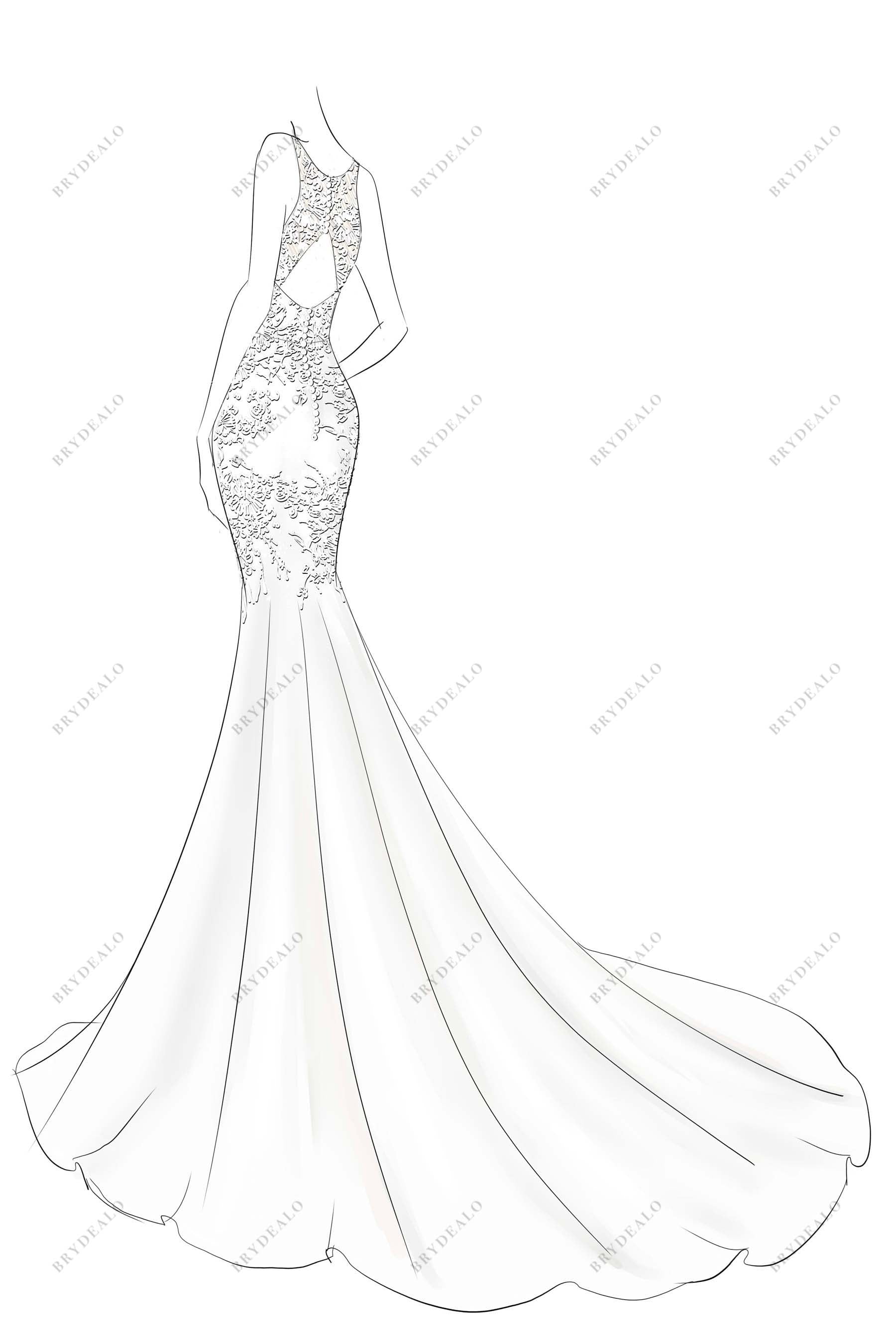 Lace Mermaid Wedding Dress Sketches