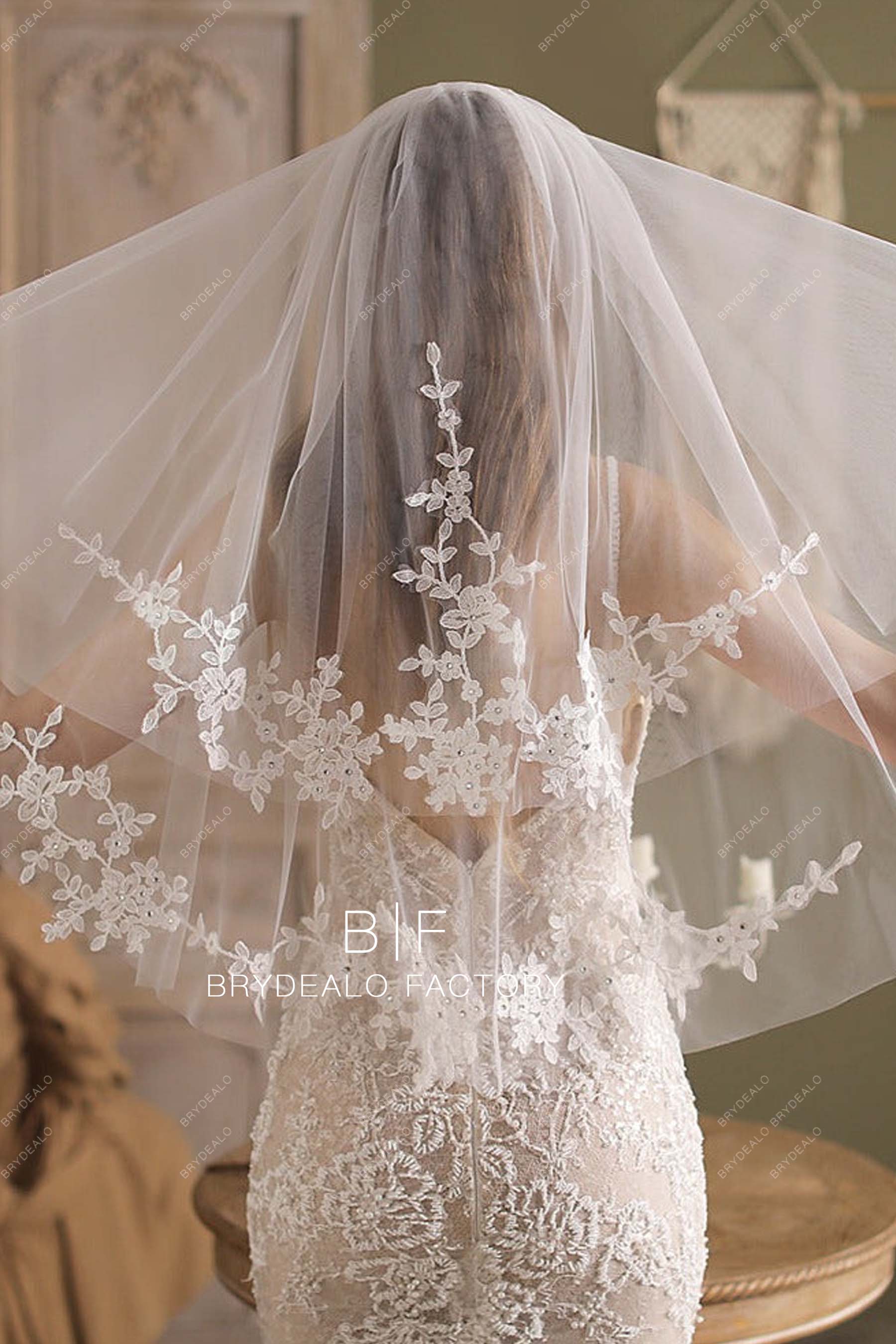 lace applique wedding veil