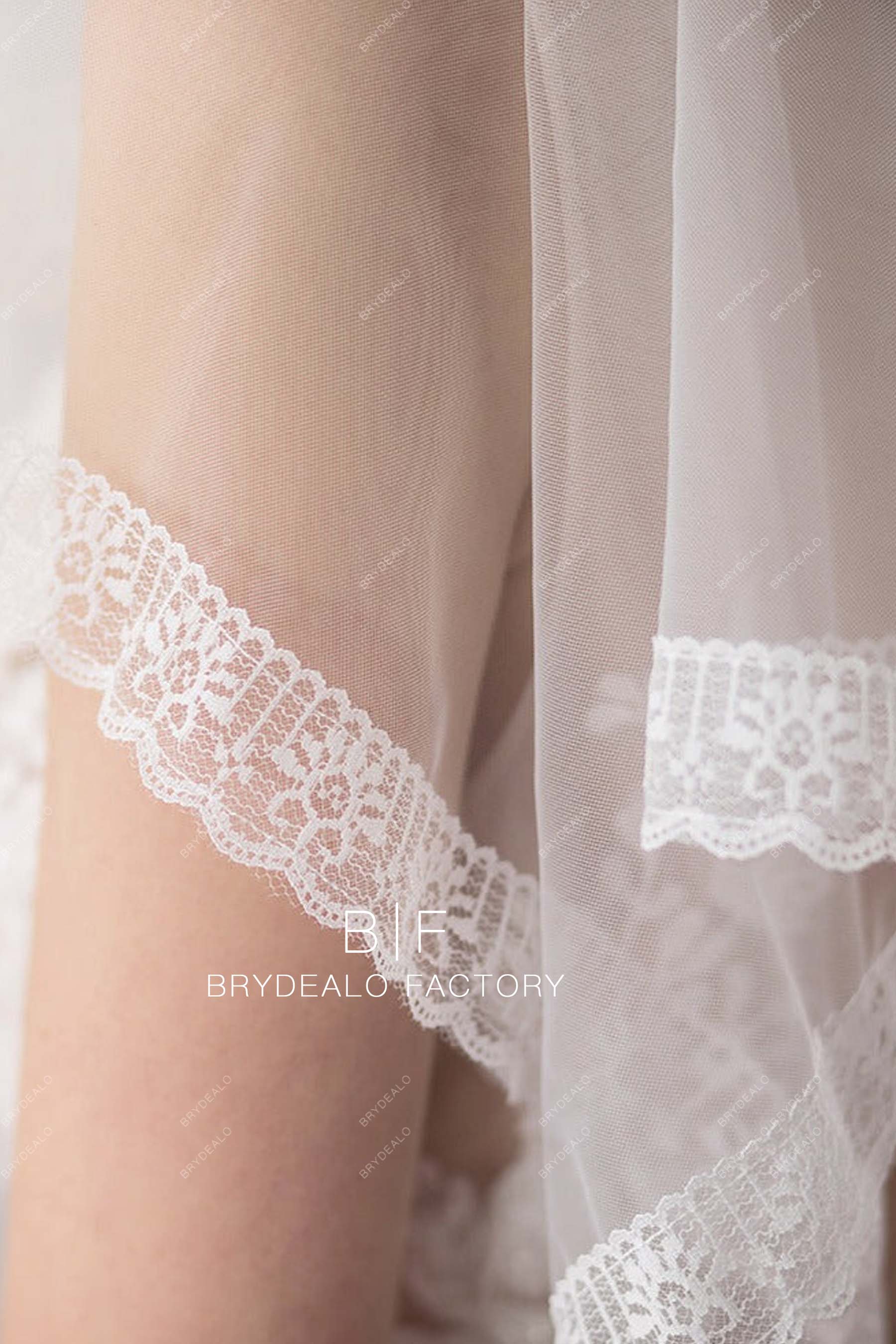 Wholesale Waltz Length Bridal Veil with Lace Trim