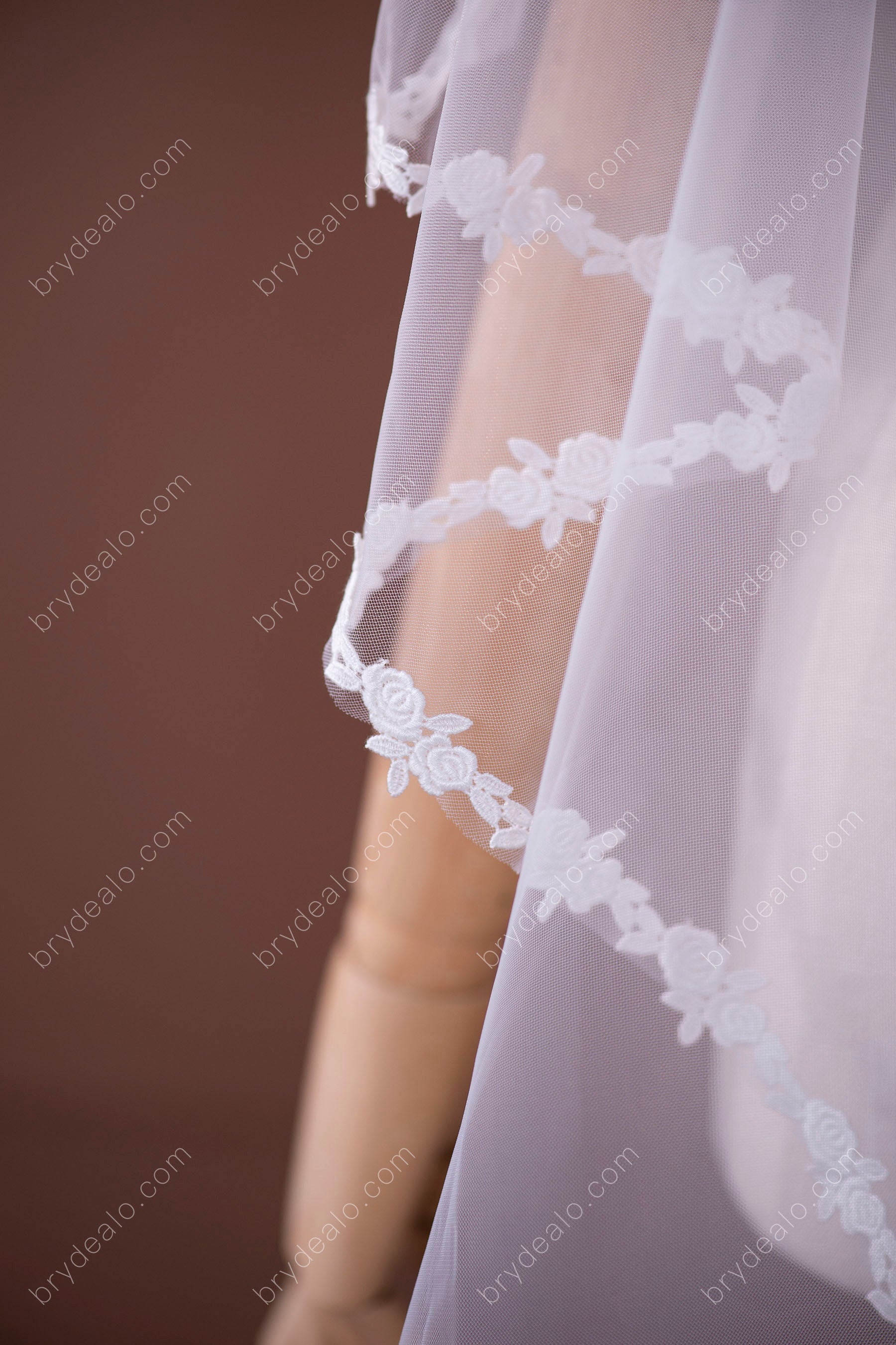 flower lace edge wedding veil