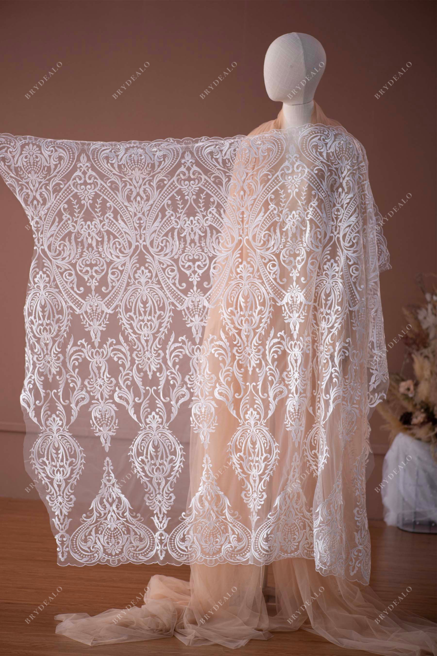 abstract patterned bridal lace fabric sold by the yard